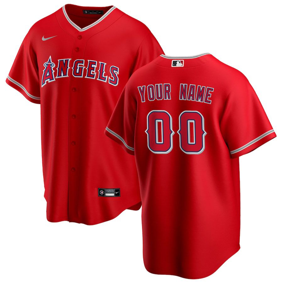 Mens Los Angeles Angels Nike Red Alternate Replica Custom MLB Jerseys->->Custom Jersey